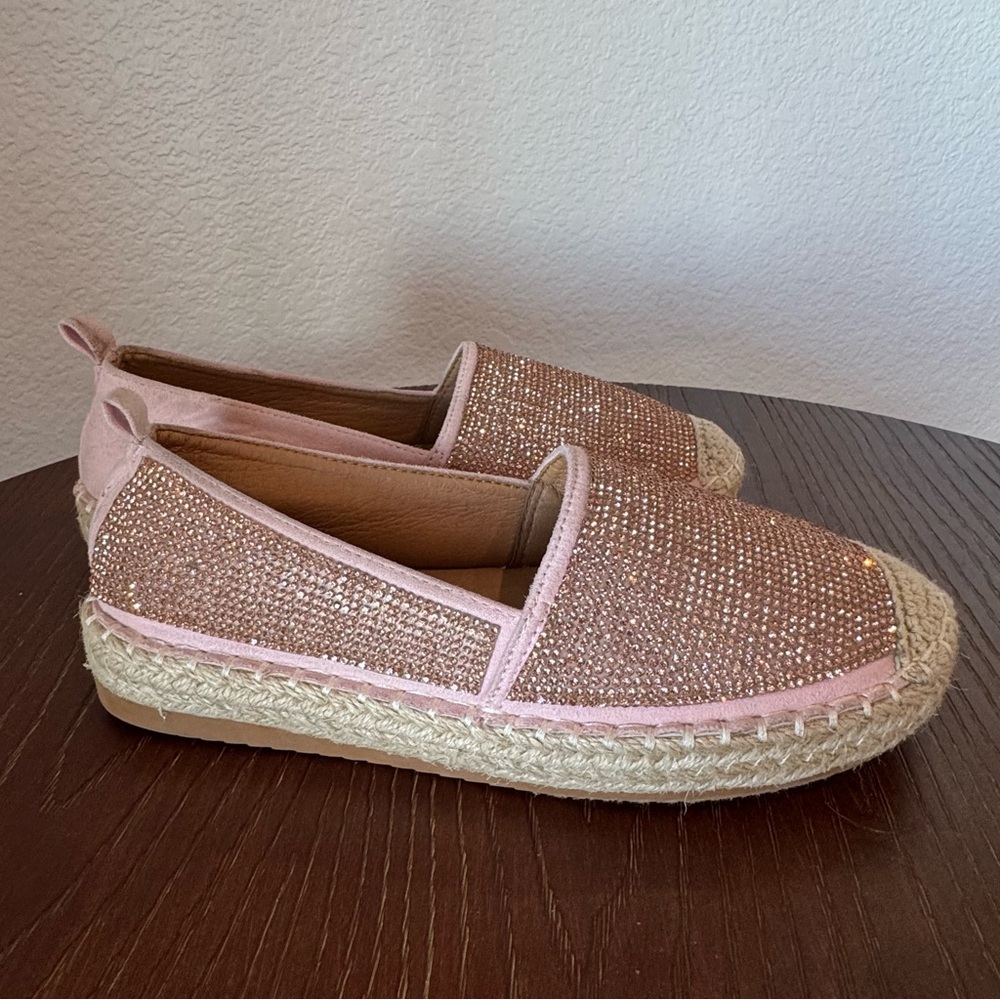 Girls Lucky Top Sparkling Bling Pink Slip On Flats Kids Size 4 Sparkle Shoes